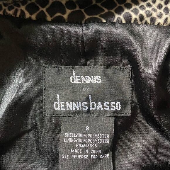 DENNIS BASSO faux fur coat GLAM fancy animal print snakeskin soft warm sz S - Picture 9 of 11